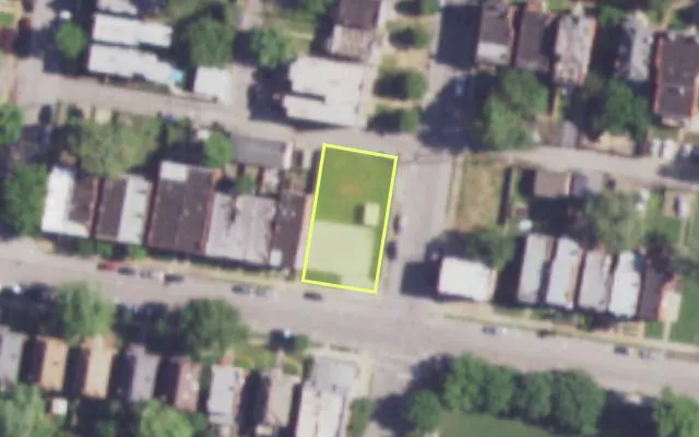 Aerial view of 2255 CALIFORNIA AV — vacant lot, St. Louis with approximate parcel outline