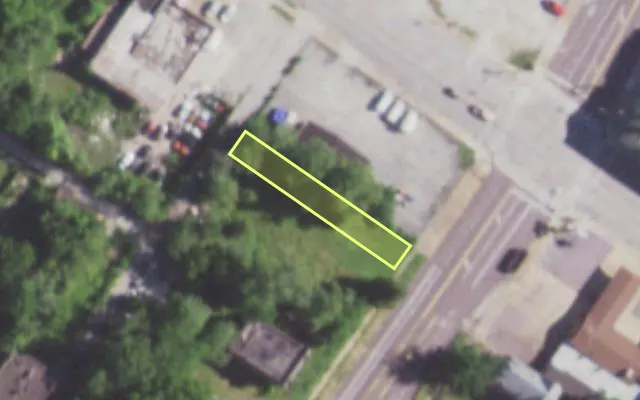 Aerial view of 1489 UNION BLVD — vacant lot, St. Louis with approximate parcel outline