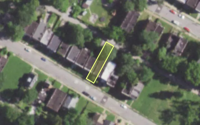Aerial view of 5859 LOTUS AV — vacant lot, St. Louis with approximate parcel outline