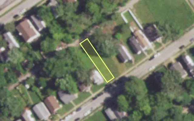 Aerial view of 5249 GILMORE AV — vacant lot, St. Louis with approximate parcel outline