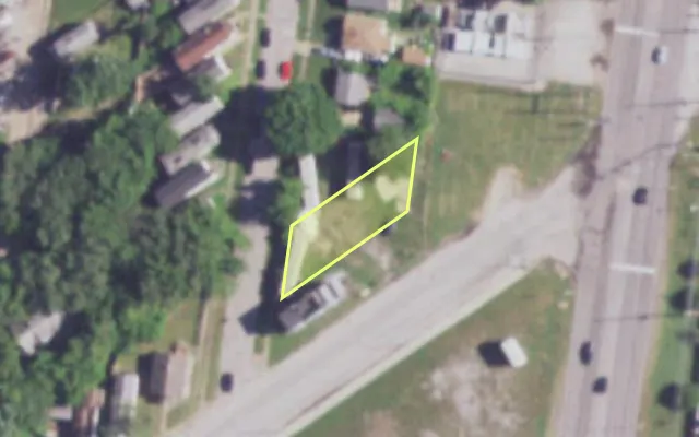 Aerial view of 8406 LOWELL ST — vacant lot, St. Louis with approximate parcel outline