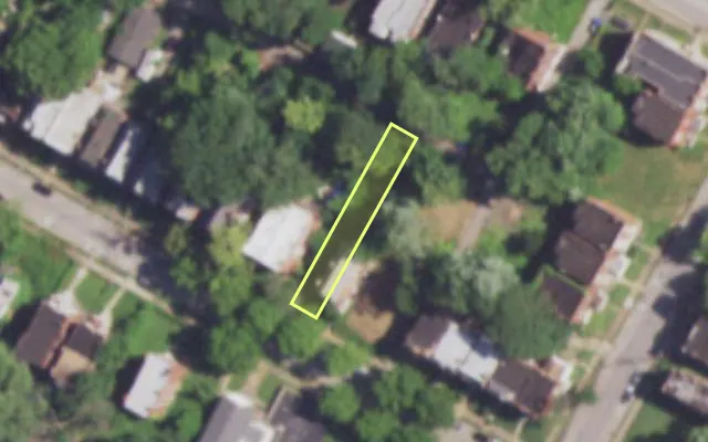 Aerial view of 4725 GREER AV — vacant lot, St. Louis with approximate parcel outline
