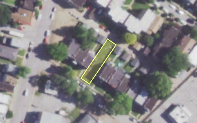 Aerial view of 4233 GANNETT ST — vacant lot, St. Louis with approximate parcel outline