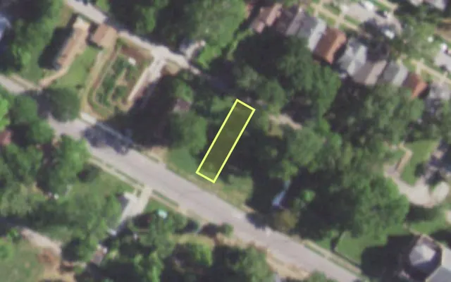 Aerial view of 5641 MAFFITT AV — vacant lot, St. Louis with approximate parcel outline