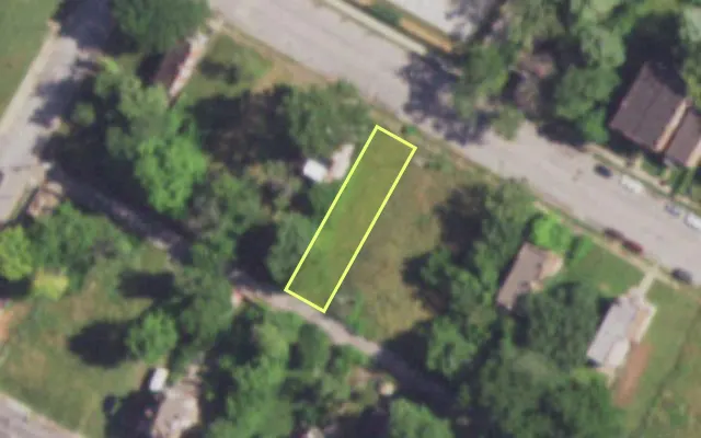 Aerial view of 4244 W EVANS AV — vacant lot, St. Louis with approximate parcel outline
