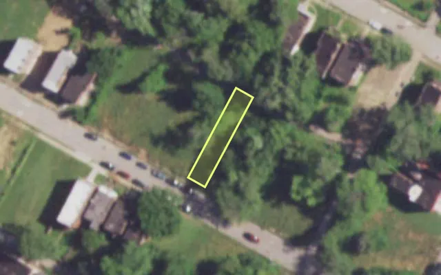 Aerial view of 4231 W ALDINE AV — vacant lot, St. Louis with approximate parcel outline