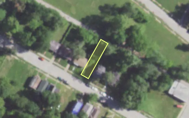 Aerial view of 5531 GREER AV — vacant lot, St. Louis with approximate parcel outline