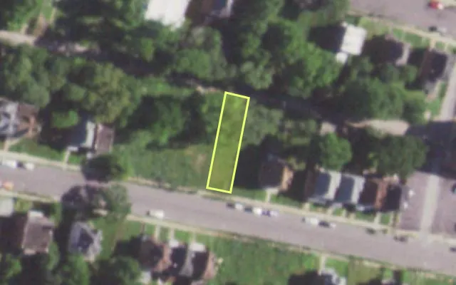 Aerial view of 5041 MINERVA AV — vacant lot, St. Louis with approximate parcel outline