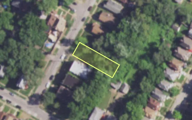 Aerial view of 4022 CORA AV — vacant lot, St. Louis with approximate parcel outline