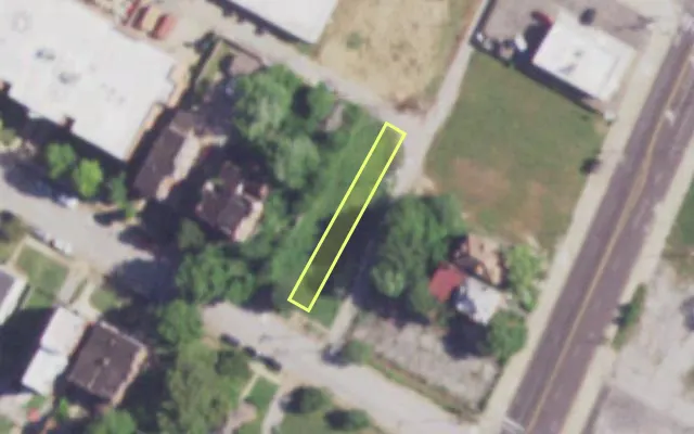 Aerial view of 3617 COOK AV — vacant lot, St. Louis with approximate parcel outline