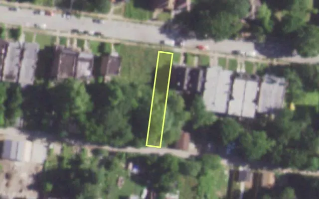 Aerial view of 5142 KENSINGTON AV — vacant lot, St. Louis with approximate parcel outline