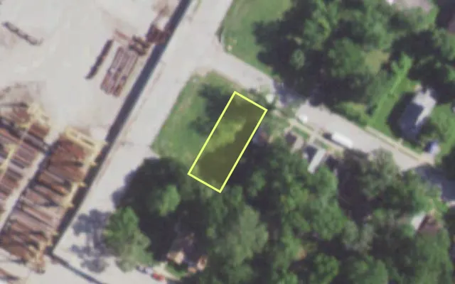 Aerial view of 5870 ELMBANK AV — vacant lot, St. Louis with approximate parcel outline