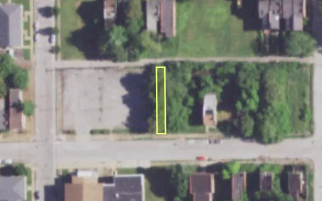 Aerial view of 2825 JAMES COOL PAPA BELL AV — vacant lot, St. Louis with approximate parcel outline
