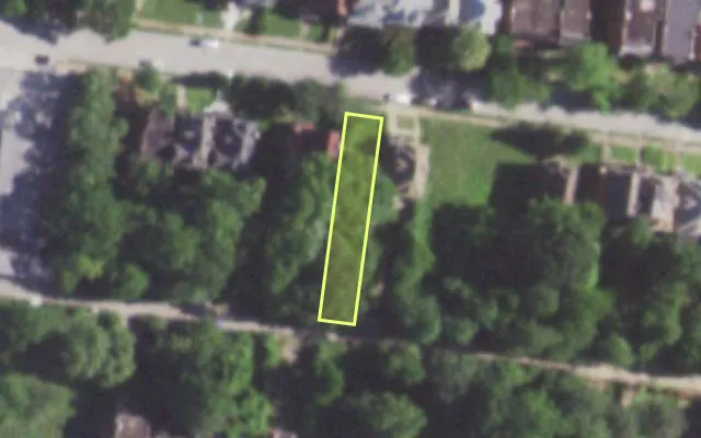 Aerial view of 5052 KENSINGTON AV — vacant lot, St. Louis with approximate parcel outline