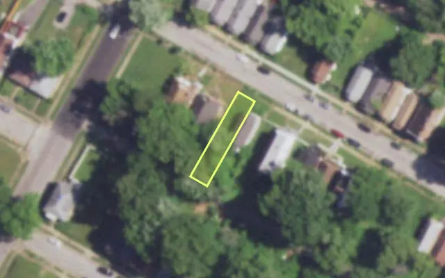 Aerial view of 6058 HARNEY AV — vacant lot, St. Louis with approximate parcel outline