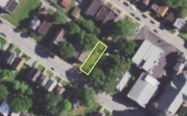 Aerial view of 5931 MINERVA AV — vacant lot, St. Louis with approximate parcel outline