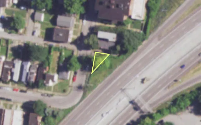 Aerial view of 4548 NEBRASKA AV — vacant lot, St. Louis with approximate parcel outline