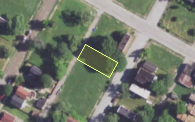 Aerial view of 4253 JOHN AV — vacant lot, St. Louis with approximate parcel outline