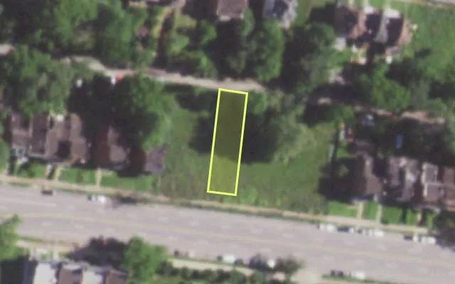 Aerial view of 5061 PAGE BLVD — vacant lot, St. Louis with approximate parcel outline