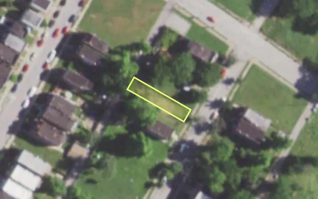 Aerial view of 1435 SEMPLE AV — vacant lot, St. Louis with approximate parcel outline