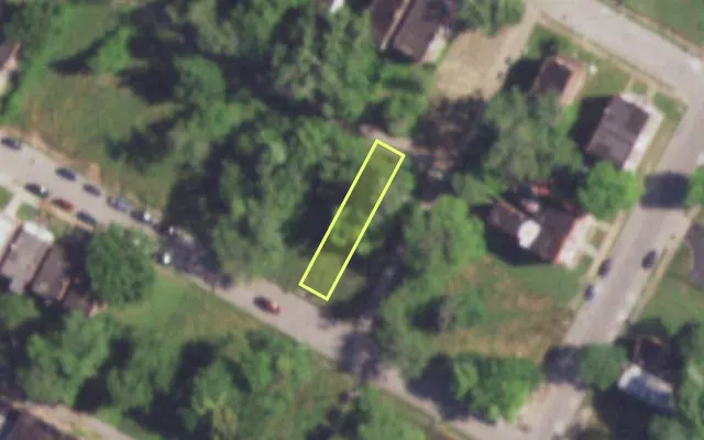 Aerial view of 4219 W ALDINE AV — vacant lot, St. Louis with approximate parcel outline