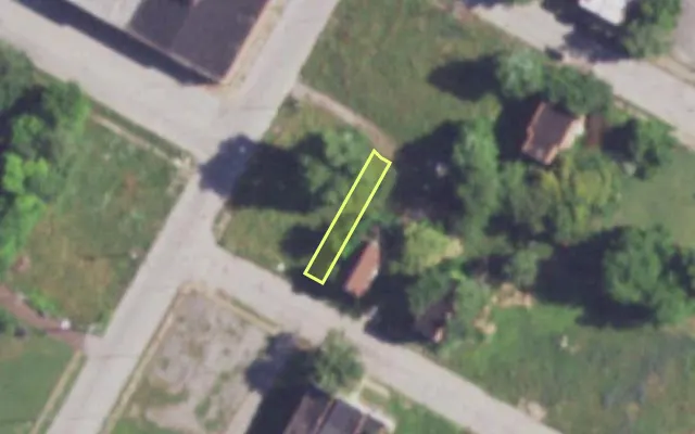 Aerial view of 3745 EVANS AV — vacant lot, St. Louis with approximate parcel outline