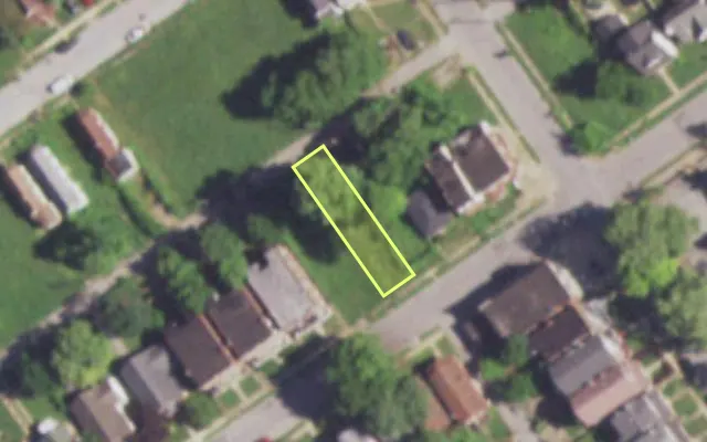 Aerial view of 5089 RUSKIN AV — vacant lot, St. Louis with approximate parcel outline