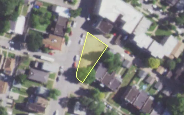 Aerial view of 4616 MORGAN FORD RD — vacant lot, St. Louis with approximate parcel outline
