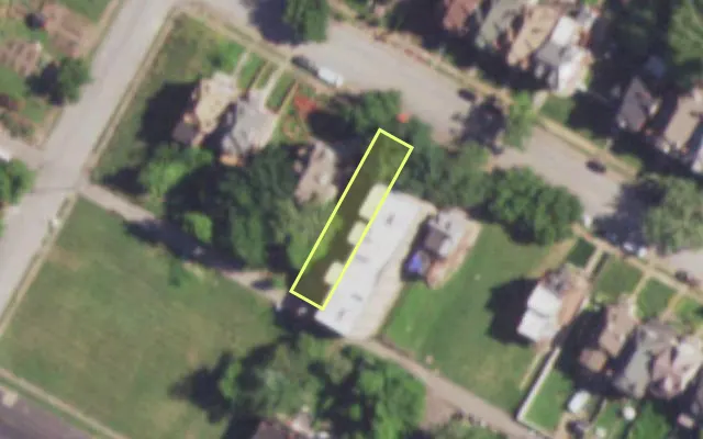 Aerial view of 4174 ENRIGHT AV — vacant lot, St. Louis with approximate parcel outline