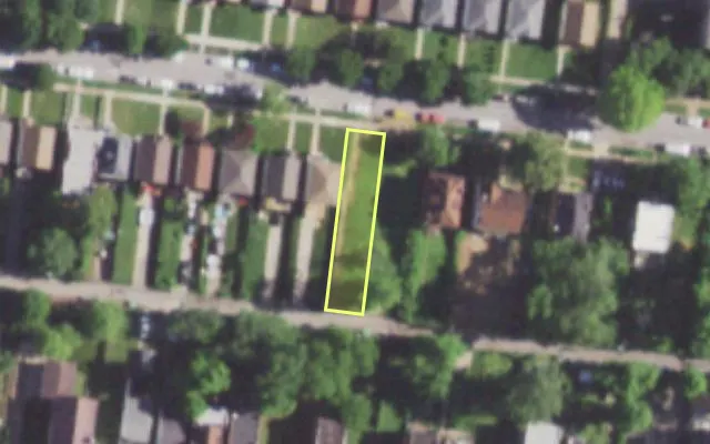 Aerial view of 5968 HORTON PL — vacant lot, St. Louis with approximate parcel outline