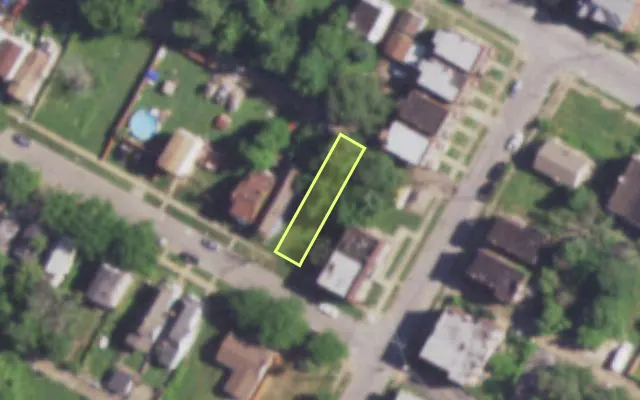 Aerial view of 4607 SAN FRANCISCO AV — vacant lot, St. Louis with approximate parcel outline