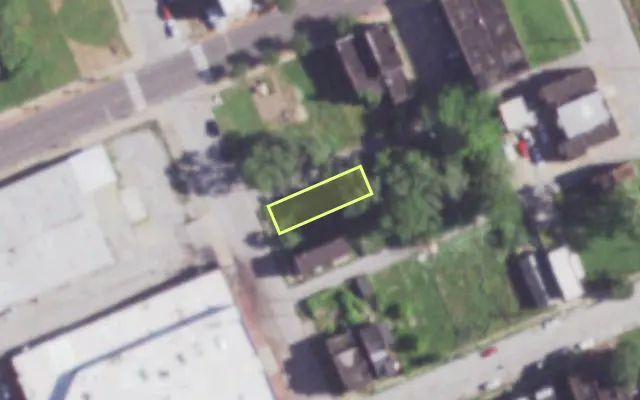 Aerial view of 3614 N 21ST ST — vacant lot, St. Louis with approximate parcel outline