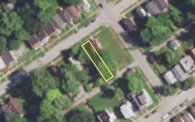 Aerial view of 5070 ALCOTT AV — vacant lot, St. Louis with approximate parcel outline