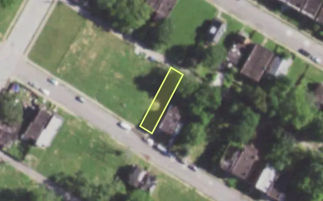 Aerial view of 5877 COTE BRILLIANTE AV — vacant lot, St. Louis with approximate parcel outline
