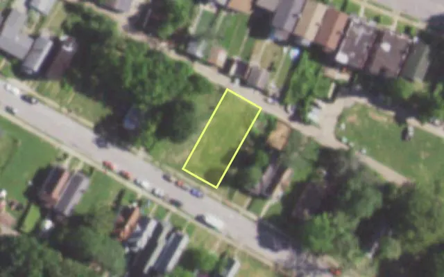 Aerial view of 5703 ROOSEVELT PL — vacant lot, St. Louis with approximate parcel outline