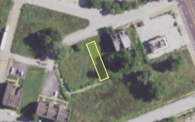 Aerial view of 1526 MONTGOMERY ST — vacant lot, St. Louis with approximate parcel outline