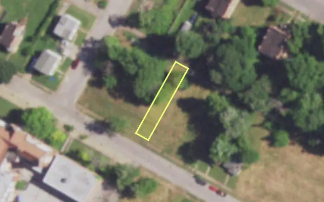 Aerial view of 4585 KENNERLY AV — vacant lot, St. Louis with approximate parcel outline