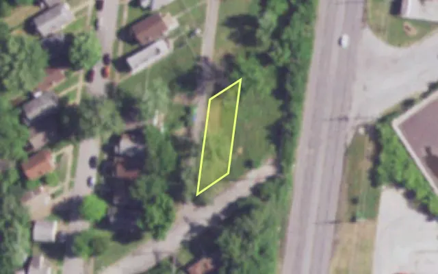 Aerial view of 669 DODDRIDGE ST — vacant lot, St. Louis with approximate parcel outline