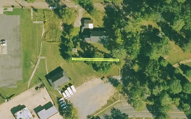 Aerial view of DALLAS County parcel 801-01043-001 — Arkansas post-auction with approximate parcel outline