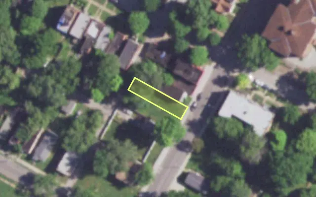 Aerial view of 4221 FAIR AV — vacant lot, St. Louis with approximate parcel outline