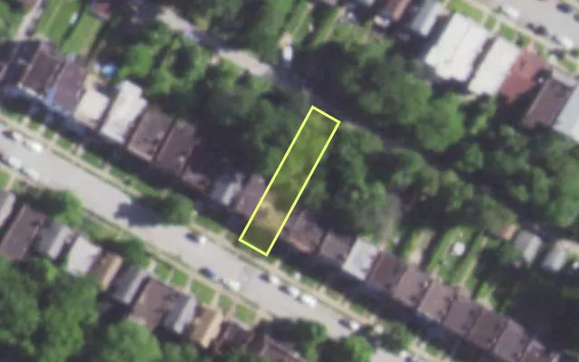 Aerial view of 5229 LOTUS AV — vacant lot, St. Louis with approximate parcel outline