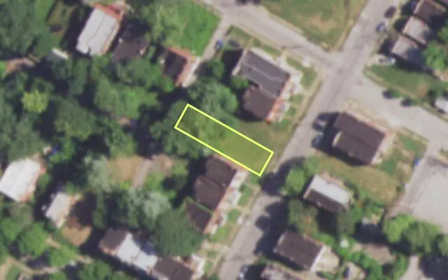Aerial view of 3061 MARCUS AV — vacant lot, St. Louis with approximate parcel outline