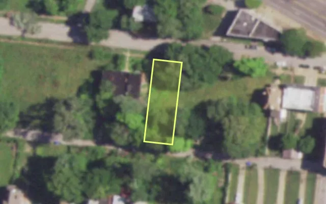 Aerial view of 4626 VERNON AV — vacant lot, St. Louis with approximate parcel outline