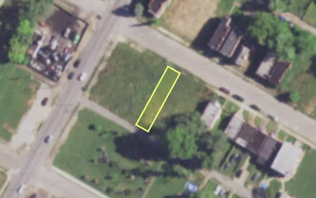 Aerial view of 3858 COTTAGE AV — vacant lot, St. Louis with approximate parcel outline