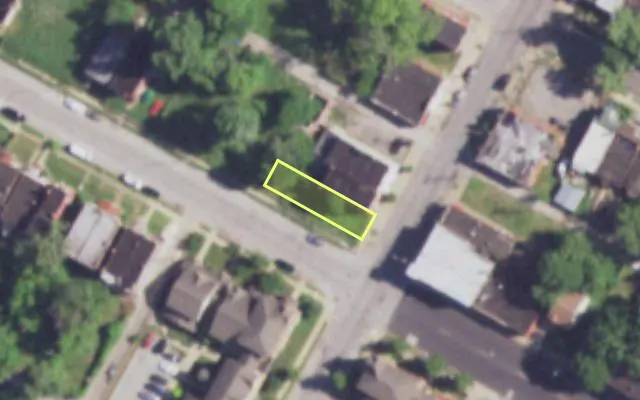 Aerial view of 4151 N NEWSTEAD AV — vacant lot, St. Louis with approximate parcel outline