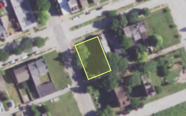 Aerial view of 1222 NORTH MARKET ST — vacant lot, St. Louis with approximate parcel outline