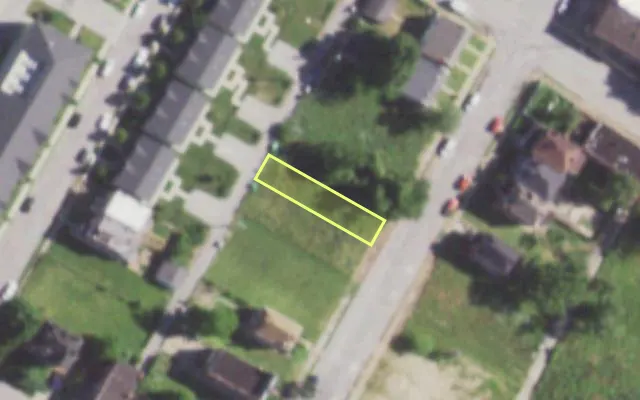 Aerial view of 1383 BELT AV — vacant lot, St. Louis with approximate parcel outline