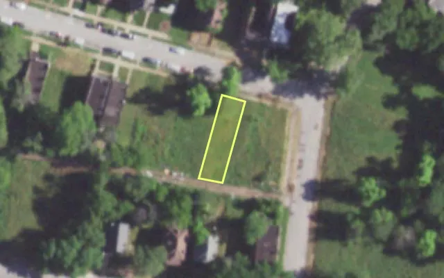 Aerial view of 6008 SUBURBAN AV — vacant lot, St. Louis with approximate parcel outline