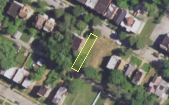 Aerial view of 4444 ELMBANK AV — vacant lot, St. Louis with approximate parcel outline