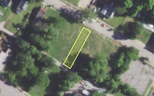 Aerial view of 5330 THEODOSIA AV — vacant lot, St. Louis with approximate parcel outline